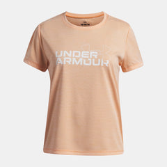 UA Tech™ Twist Wordmark Logo Girls' Short Sleeve