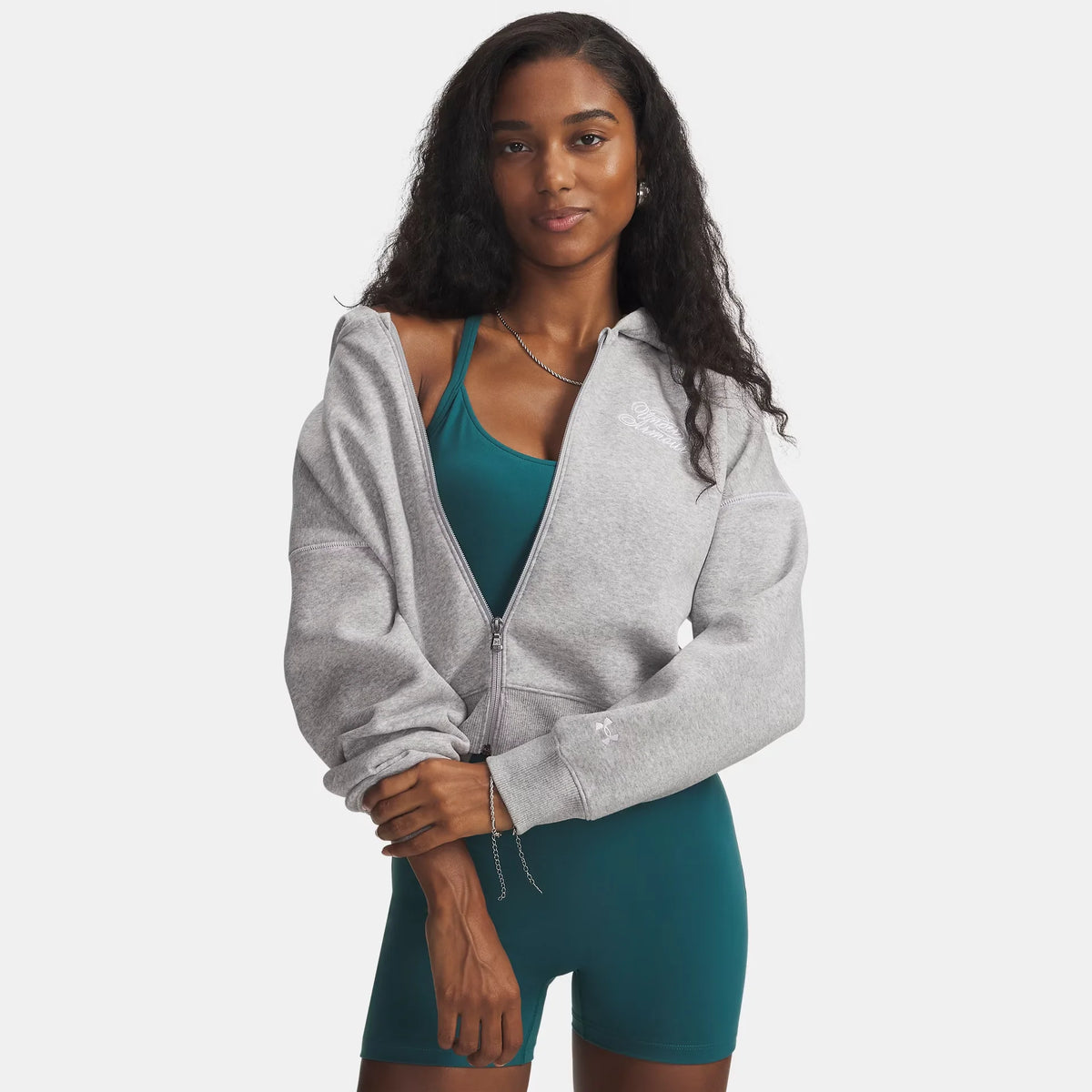 UA Rival Fleece Script Women's Cropped Full Zip